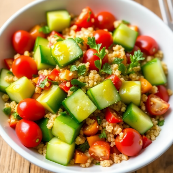 Cucumber and Quinoa Salad with Lemon Vinaigrette