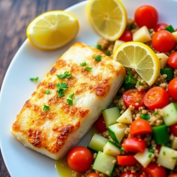 Lemon Herb Cod with Quinoa Salad