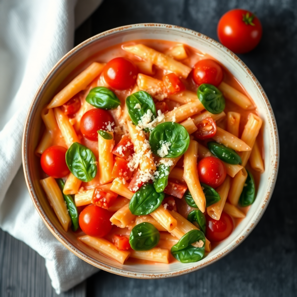 Creamy Pink Sauce Pasta with Seasonal Vegetables