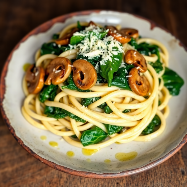 Creamy Spinach and Mushroom Pasta