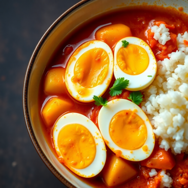 Spiced Egg and Potato Curry with Rice