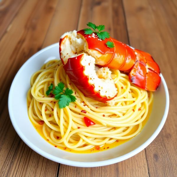 Lobster Linguine with Garlic Butter Sauce