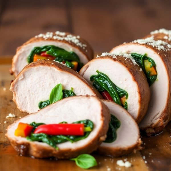 Stuffed Pork Tenderloin with Spinach and Peppers