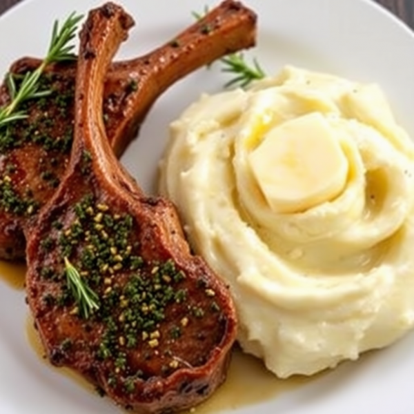 Herb-Crusted Lamb Chops with Garlic Mash