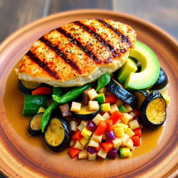 Grilled Chicken with Zucchini and Eggplant Medley