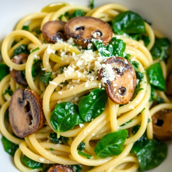 Creamy Spinach and Mushroom Pasta