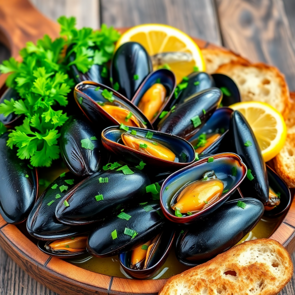 Garlic Butter Mussels with Lemon