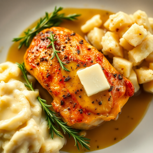 Herb-Roasted Chicken with Garlic Mashed Potatoes