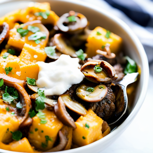 Cheesy Beef and Mushroom Bowl