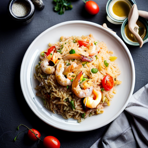 Shrimp Fried Rice with White Wine Sauce