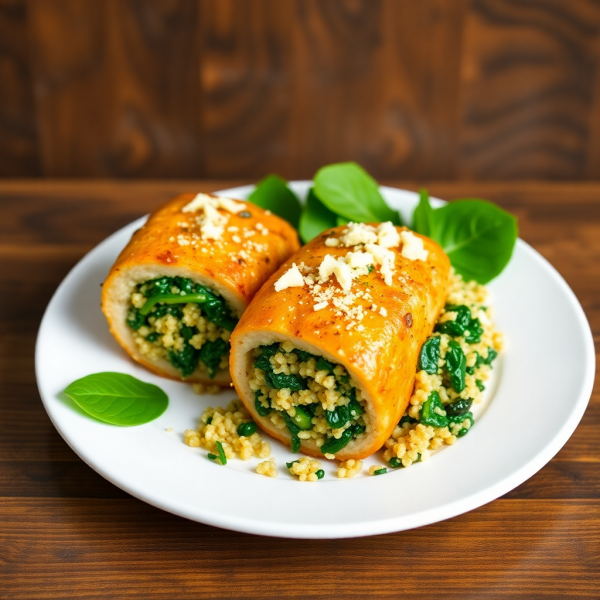 Quinoa and Spinach Stuffed Ground Chicken