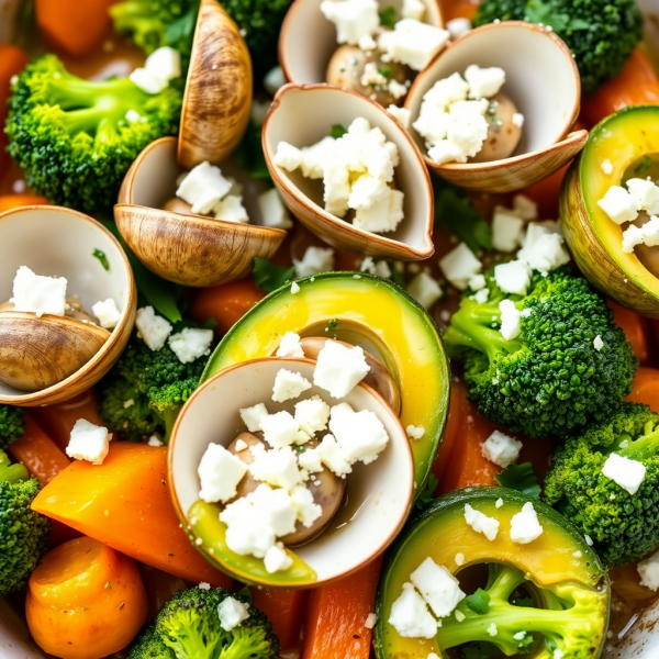 Mediterranean Avocado and Broccoli Clam Bake