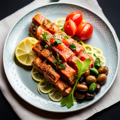 Salmon Kafta with tomato Salad