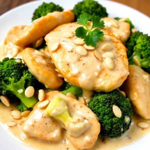 Creamy Chicken and Broccoli with Almonds