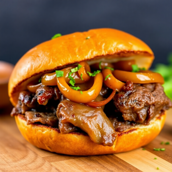 Savory Short Rib Sandwich with Caramelized Onions