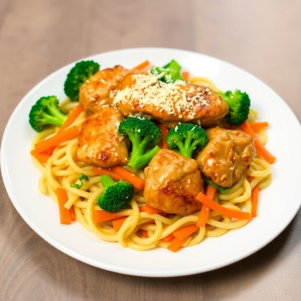 Lemon Garlic Chicken with Broccoli and Carrot Pasta