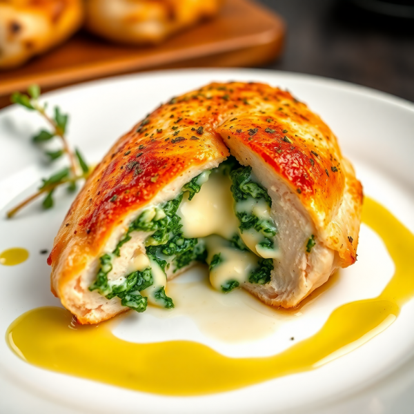 Cheesy Spinach Stuffed Chicken Breast