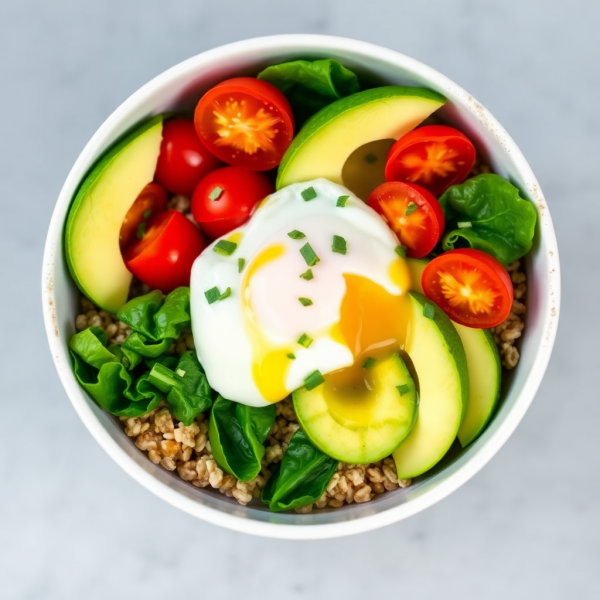 Savory Cereal Bowl with Veggies and Egg