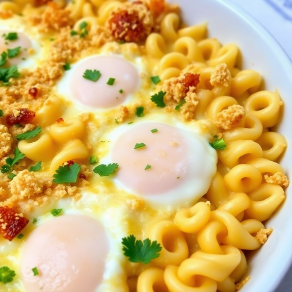 Cheesy Egg Pasta Bake