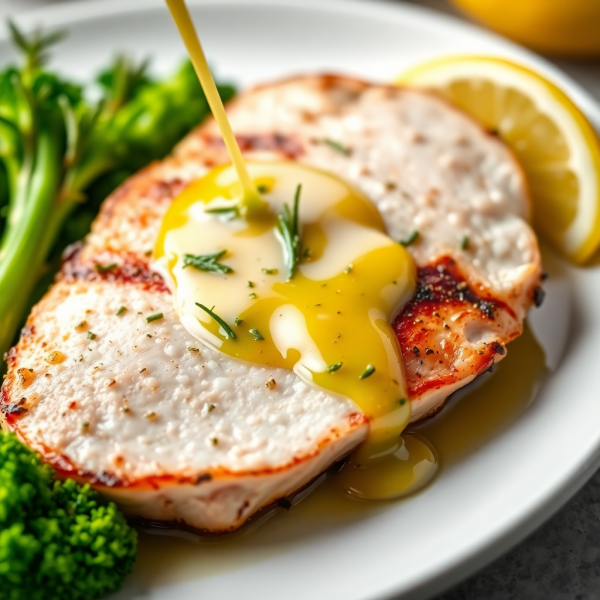 Herbed Turkey Fillet with Lemon Garlic Sauce