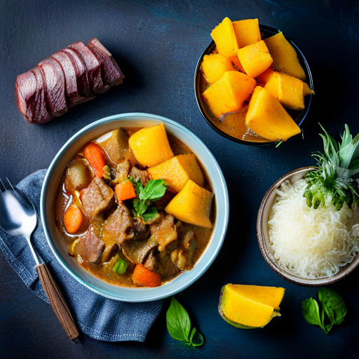 Beef Stew with Cassava Starch and Tropical Fruits