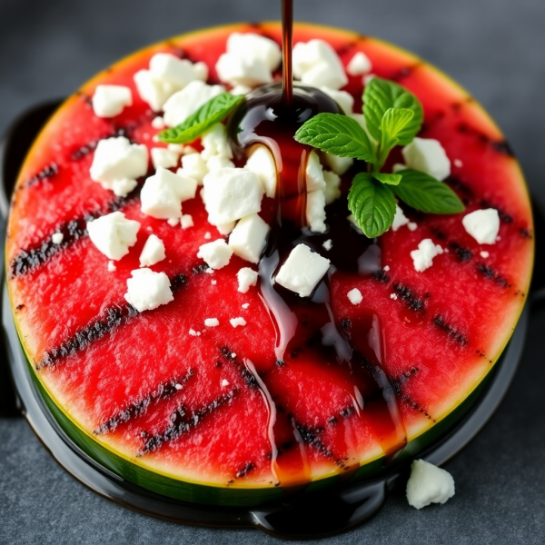 Grilled Watermelon Steak with Feta and Mint