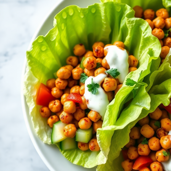 Crispy Lettuce Wraps with Spicy Chickpeas