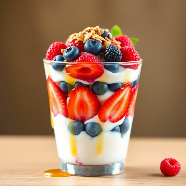 Creamy Yogurt Parfait with Honey and Berries