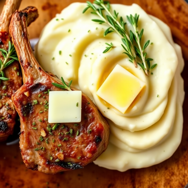 Herb-Crusted Lamb Chops with Garlic Mashed Potatoes