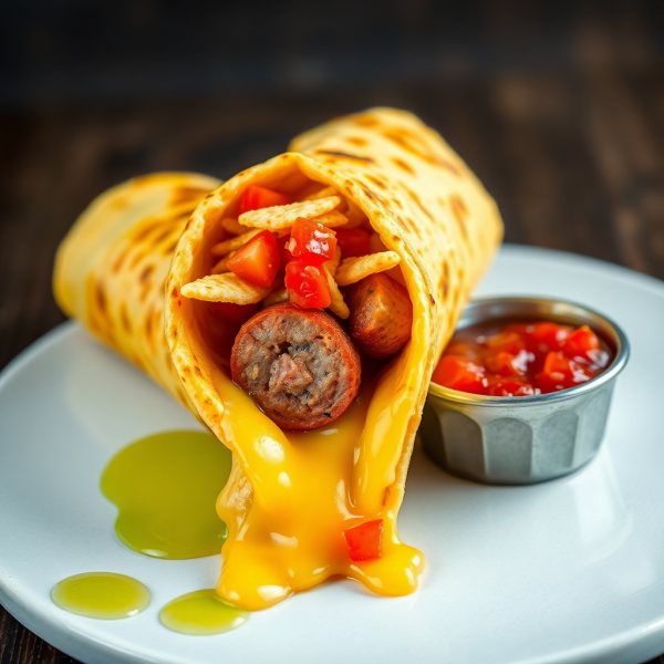 Cheesy Sausage Nacho Tortilla Wrap