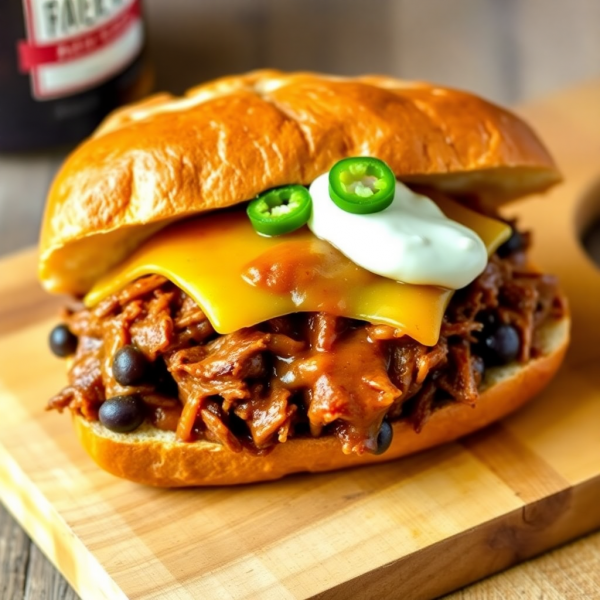 Beer-Braised Beef and Bean Sandwich