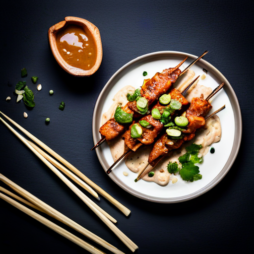 Pork Satay with Coconut Peanut Sauce