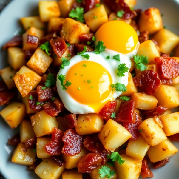 Bacon and Garlic Potato Hash