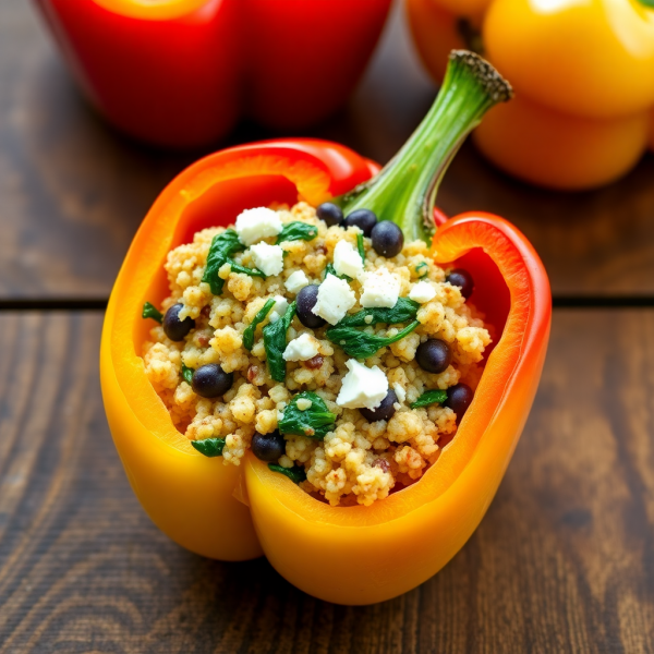 Quinoa & Spinach Stuffed Bell Pepper