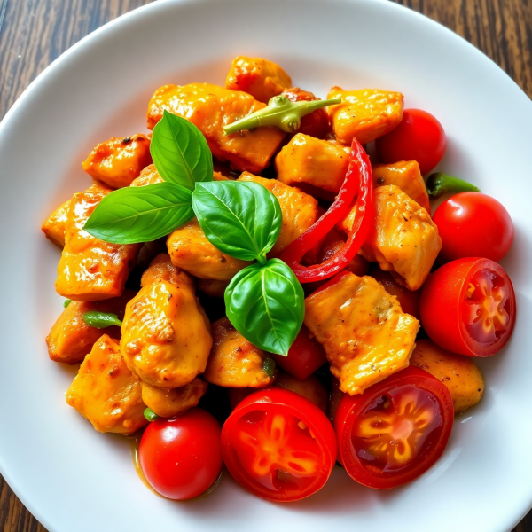 Thai Spicy Basil Chicken with Tomatoes