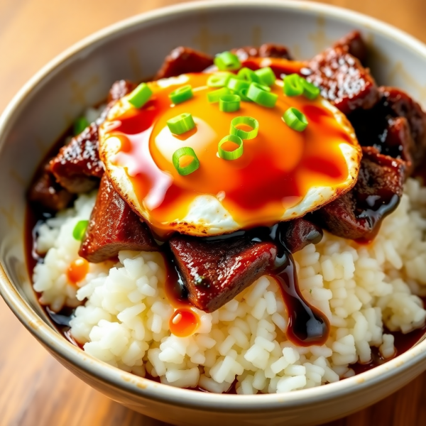 Soy Glazed Beef and Rice Bowl