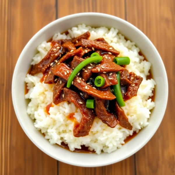 Sautéed Beef and Green Pepper Rice Bowl