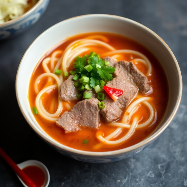 Spicy Fermented Fish Noodle Bowl with Beef