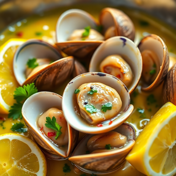 Garlic Butter Clams with Lemon and Herbs