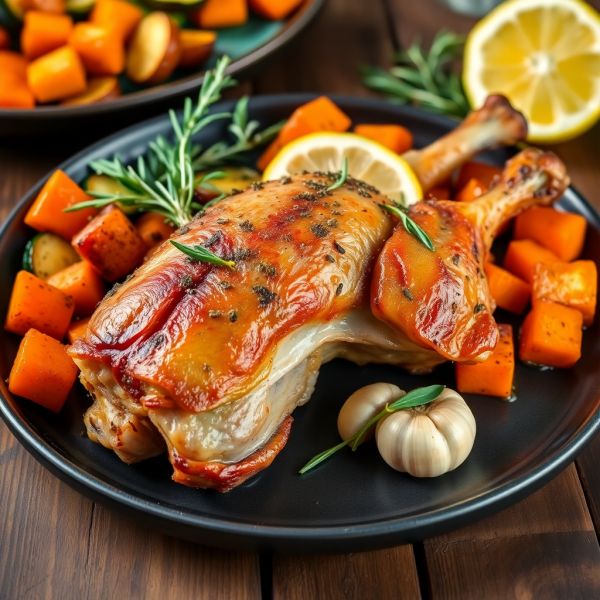 Herb-Roasted Rabbit with Garlic and Vegetables