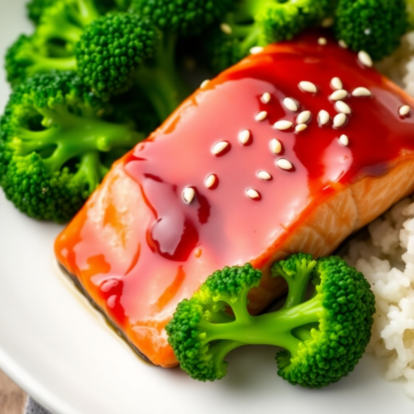 Teriyaki Salmon with Steamed Broccoli