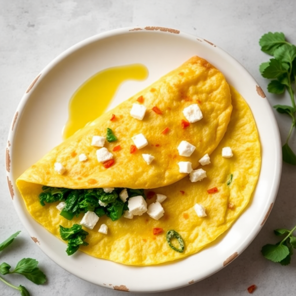 Savory Spinach and Feta Omelette