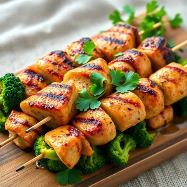 Keto Broccoli and Spiced Chicken Skewers