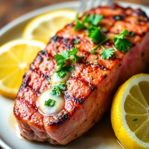 Savory Tuna Steak with Garlic Herb Butter