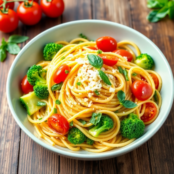 Pasta Primavera with Lemon Basil Sauce