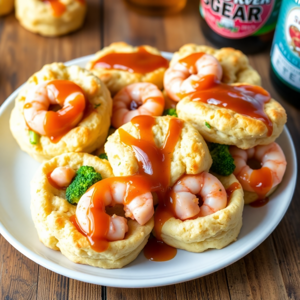 Savory Broccoli and Shrimp Biscuits with Root Beer Glaze