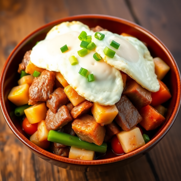 Ginger Beef and Tomato Stir-Fry with Fish and Eggs