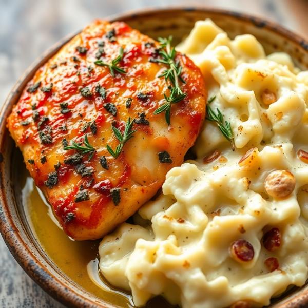 Herb-Crusted Chicken with Garlic Mashed Potatoes