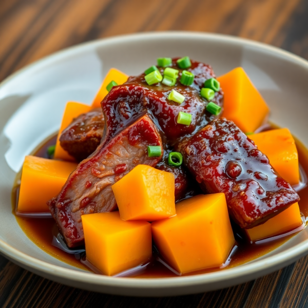 Braised Pork Belly with Pumpkin