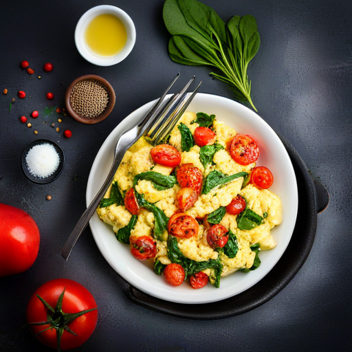 Scrambled Eggs with Spinach and Tomatoes